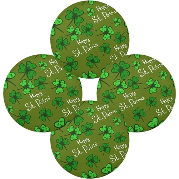 SKYSONIC St. Patrick's Day Lucky Clovers Round Placemats for Dining Table Non-Slip Heat-Resistant Polyester Table Mats 4 pack Washable Table Mats for Kitchen Dining Table Decoration