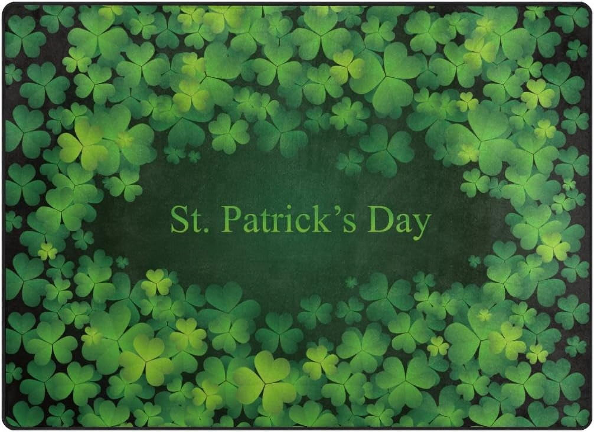 SKYSONIC St Patrick's Day Plants Area Rug Pad - 63x48 inch - 100% Light ...