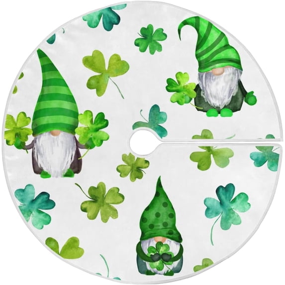 SKYSONIC St Patrick's Day Tree Skirt Home Decoration Large Round Gnome Christmas Tree Skirt for Holiday Party Home Christmas Day Ornaments 35.4 Inch