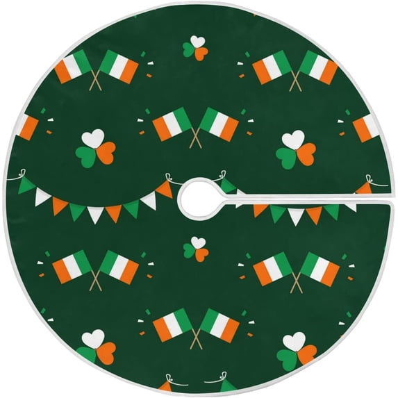 SKYSONIC St. Patricks Christmas Tree Skirt Home Decoration Large Round Christmas Tree Skirt for Holiday Party Home Christmas Day Ornaments 35.4 Inch
