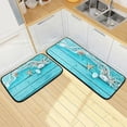 thumbnail image 1 of SKYSONIC Starfish Shell Summer Kitchen Mats and Rugs Blue Wooden Board Floor Runner Area Rug Washable Carpet Perfect for Living Room Bedroom Entryway,19.7"x27.6"+19.7"x47.2", 1 of 7
