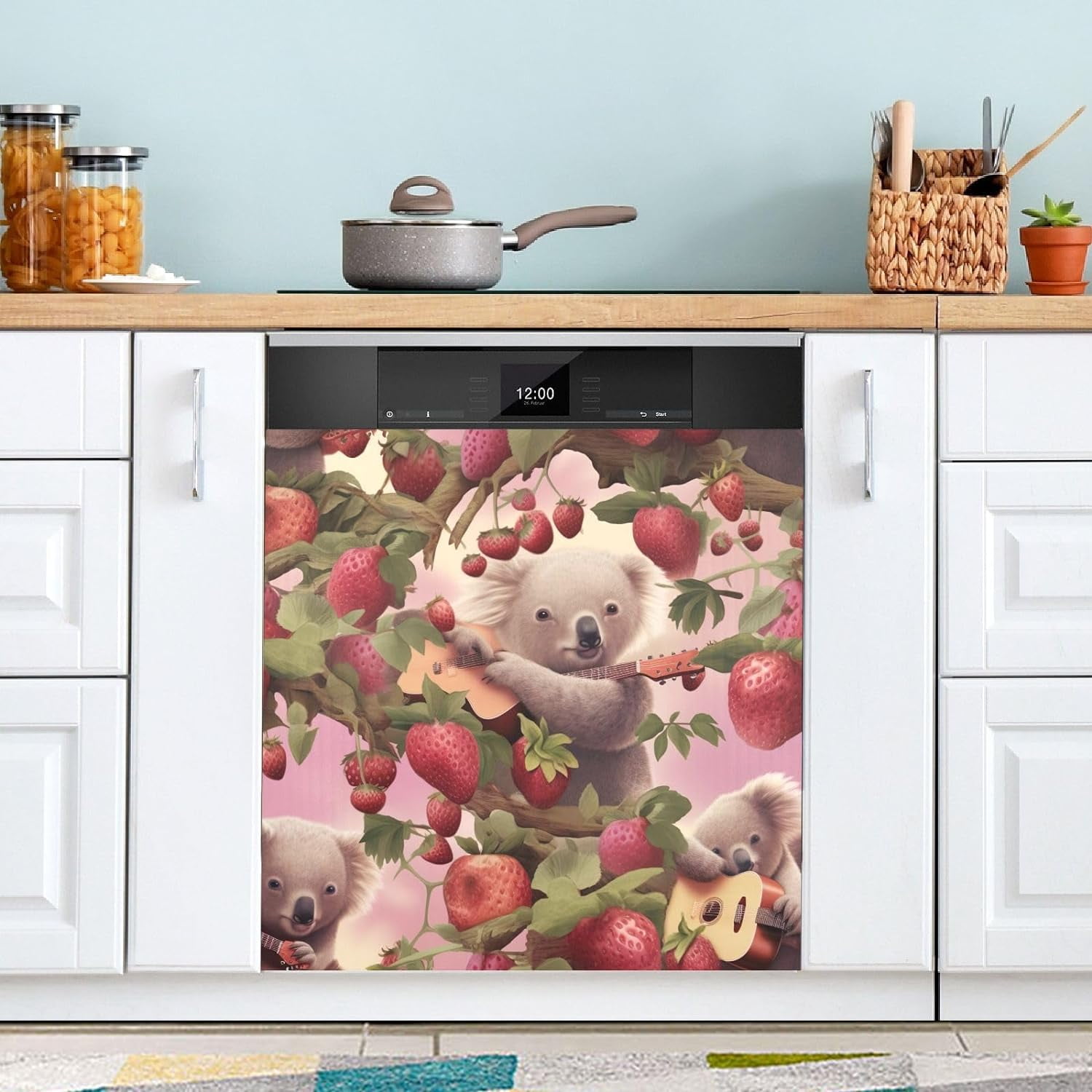 SKYSONIC Strawberry Koala Dishwasher Cover Dishwasher Front Door