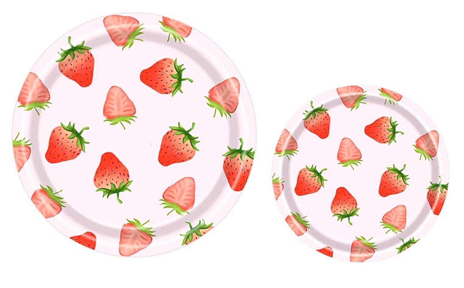 Strwbery Plates SKYSONIC Strawberry Themed Birthday Party Plates, Berry Sweet One ...