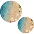 thumbnail image 1 of SKYSONIC Summer Beach Conch Pot Holders Trivets, 2 Pcs Heat Resistant Trivets,Tropical Palm Leaf Cotton Thread Weave Mats for Hot Pads Pans Pot Bowl Teapot for Kitchen Decor, 1 of 7