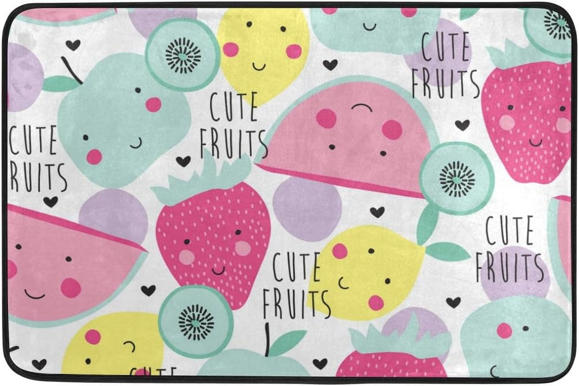 SKYSONIC Summer Fruits Pattern Area Rug Pad 23.6x15.7 inch, 100% Light ...
