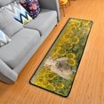 thumbnail image 1 of SKYSONIC Summer White Cow Runner Rug, 2' x 6' Non Slip with Rubber Backing Yellow Sunflowers Washable Soft Area Rug Carpet Entryway Rug Runner for Hallway Bedroom Kitchen Decor, 1 of 6