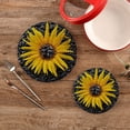 thumbnail image 1 of SKYSONIC Sunflower Flower Petal Trivet Pot Holders Pads, Set of 2 Black Seeds Pot Holder Heat Resistant Trivets Cotton Thread Weave Mats Kitchen Table Decor, 1 of 7