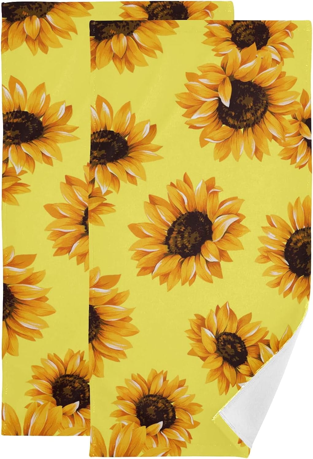 SKYSONIC Sunflower Soft Hand Towels 2Piece,14.4" x 28.3" Absorbent