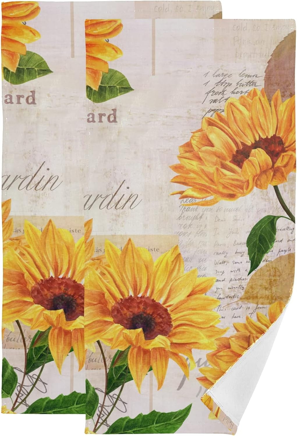 SKYSONIC Sunflower Soft Hand Towels 2Piece,14.4" x 28.3" Absorbent