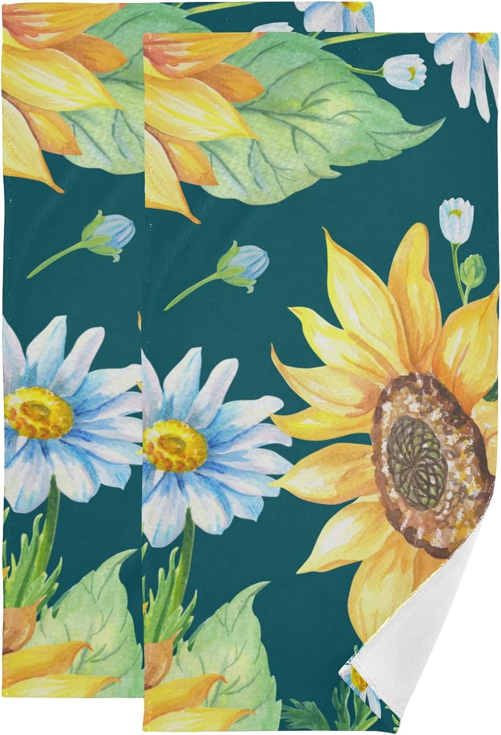 SKYSONIC Sunflower Soft Hand Towels 2Piece,14.4" x 28.3" Absorbent
