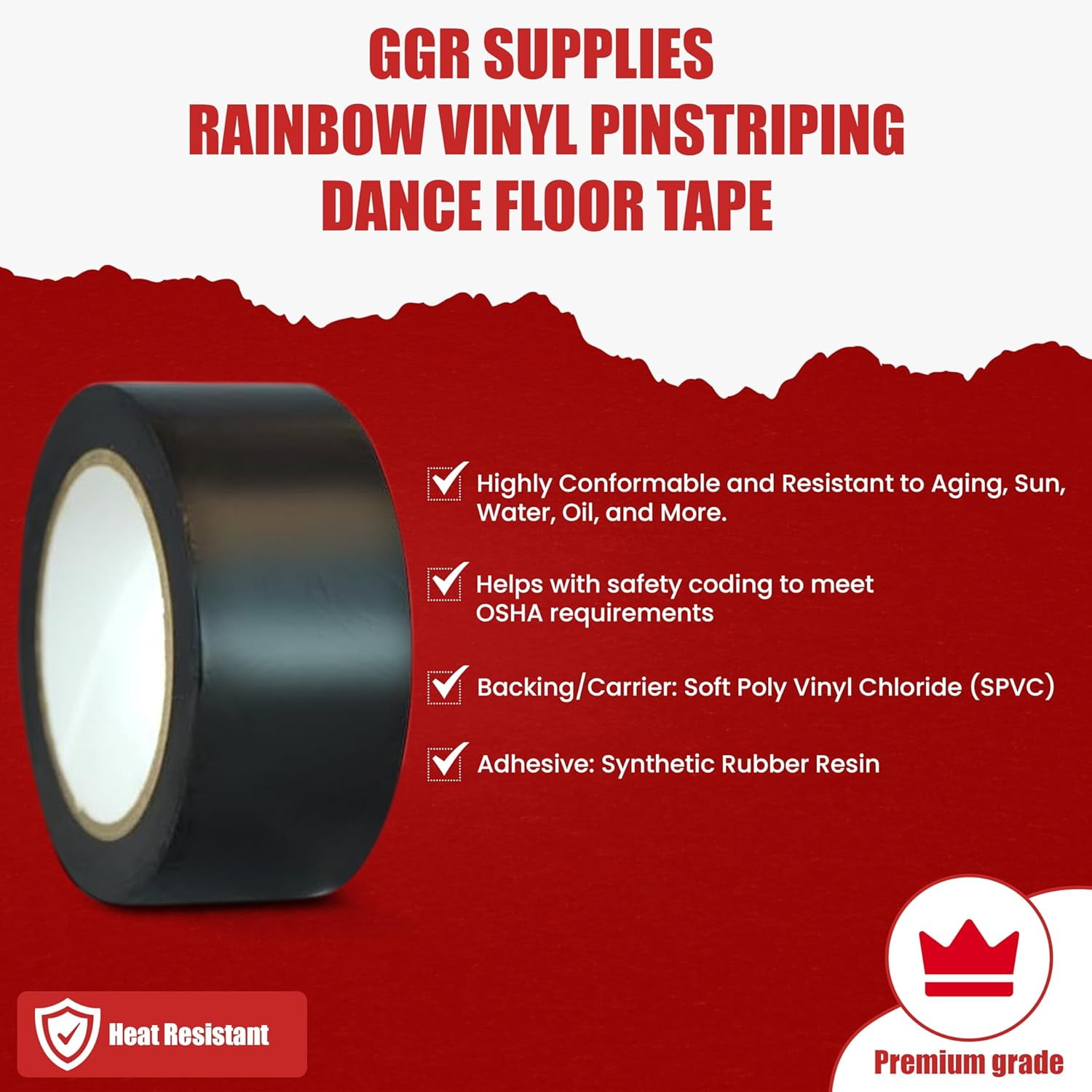 T.R.U. CVT-536 White Vinyl Pinstriping Dance Floor Tape: 1/4 In. Wide X 36 Yds. Several Colors - View #2