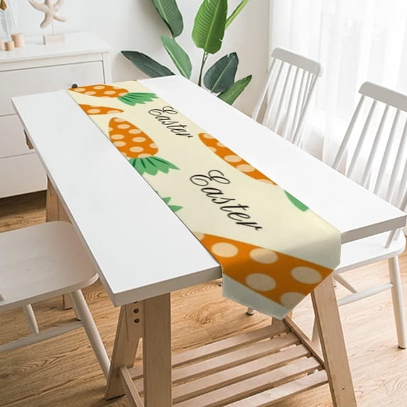 SKYSONIC Table Cloth Runner Easter Carrots Pattern Table Runners 13x90in for Kitchen Dinner Table Party Holidays