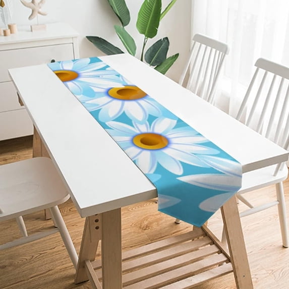 SKYSONIC Table Cloth Runner Sunflower On Blue Table Runners 13x90in for Kitchen Dinner Table Party Holidays