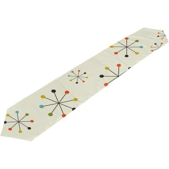 SKYSONIC Table Runner Abstract Geometric Beige Washable Table Cloth Runner for Holiday Home Wedding Table Top Decoration 13x90 Inches