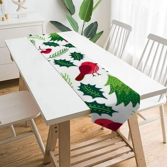 SKYSONIC Table Runner Christmas Fir Tree Berry Washable Table Cloth Runner for Holiday Home Wedding Table Top Decoration 13x90 Inches