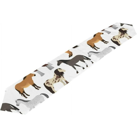 SKYSONIC Table Runner Colorful Horse Washable Table Cloth Runner for Holiday Home Wedding Table Top Decoration 13x90 Inches