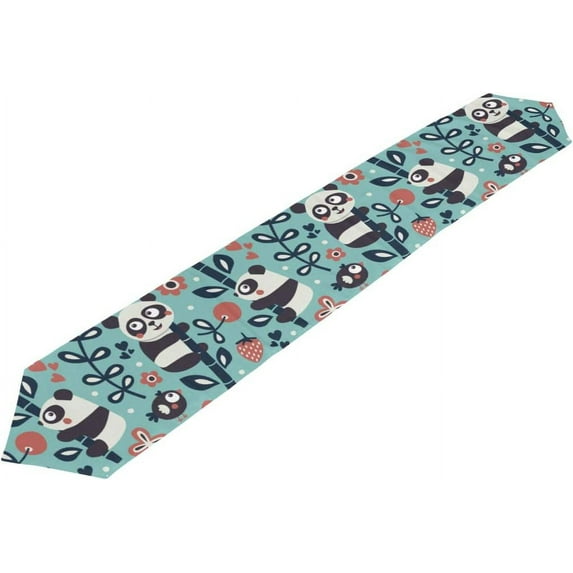 SKYSONIC Table Runner Cute Panda Bamboo Washable Table Cloth Runner for Holiday Home Wedding Table Top Decoration 13x90 Inches