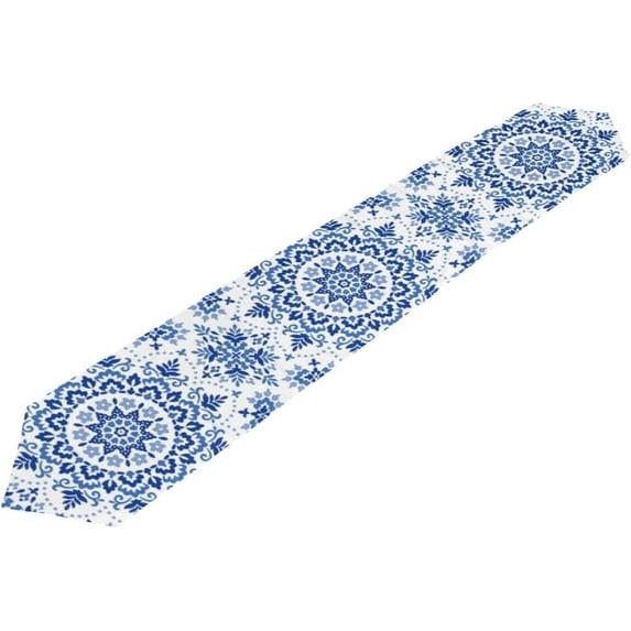 SKYSONIC Table Runner Ornament Pattern Washable Table Cloth Runner for Holiday Home Wedding Table Top Decoration 13x90 Inches
