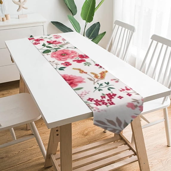 SKYSONIC Table Runner Various Beautiful Flowers Washable Table Cloth Runner for Holiday Home Wedding Table Top Decoration 13x90 Inches