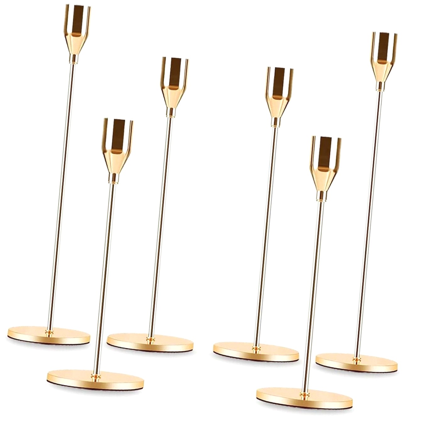 SKYSONIC Taper Holder Set of 6, Tall Candlestick Holders with Metal ...