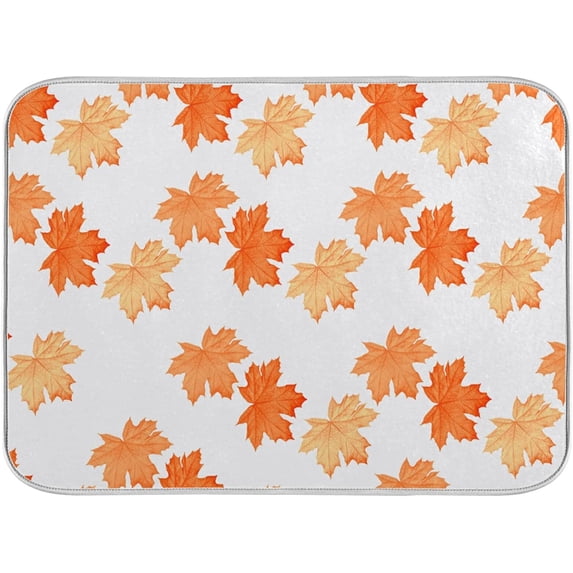 SKYSONIC Thanksgiving Dish Drying Mat for Kitchen Counter, Autumn Pumpkin Maple Leaves Ultra Absorbent Reversible Microfiber Dishes Drying Rack Pad Heat-resistant Mats 16x18in