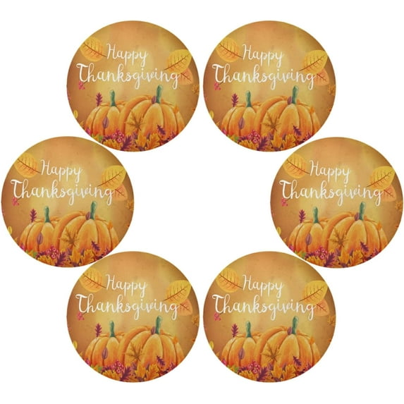 SKYSONIC Thanksgiving Pumpkin Round Placemats for Dining Table Non-Slip Heat-Resistant Polyester Table Mats Set of 6 Washable Table Mats for Kitchen Dining Table Decoration