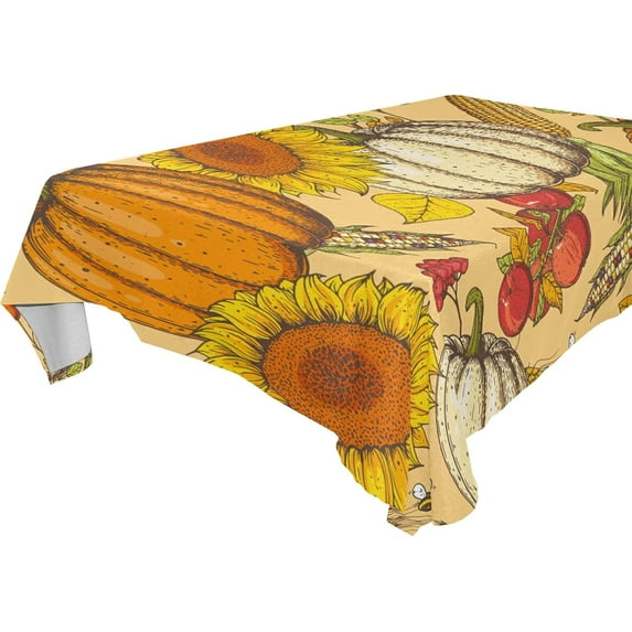 SKYSONIC Thanksgiving Pumpkin Tablecloth Waterproof Washable Polyester Square Table Cover Durable Tablecloth for Kitchen Dining Table Party Decor (54 X 54 Inch)