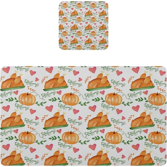 SKYSONIC Thanksgiving Turkey Leather Placemats Set of 1 Non Slip Heat-Resistant Washable Waterproof Table Place Mats with Coasters for Kitchen Dining Table Holiday Home Decoration,11.8" x 17.5"