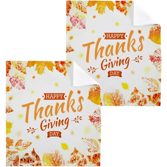SKYSONIC Thanksgiving Washcloths Set of 6, Highly Absorbent Soft Cotton Fingertip Towels for Bathroom, Kitchen, Gym, Spa, Home Decor, 12 x 12 Inch