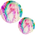 thumbnail image 1 of SKYSONIC Tie Dye Colorful Pot Holders Trivets, 2 Pcs Heat Resistant Trivets,Watercolor Cotton Thread Weave Mats for Hot Pads Pans Pot Bowl Teapot for Kitchen Decor, 1 of 7