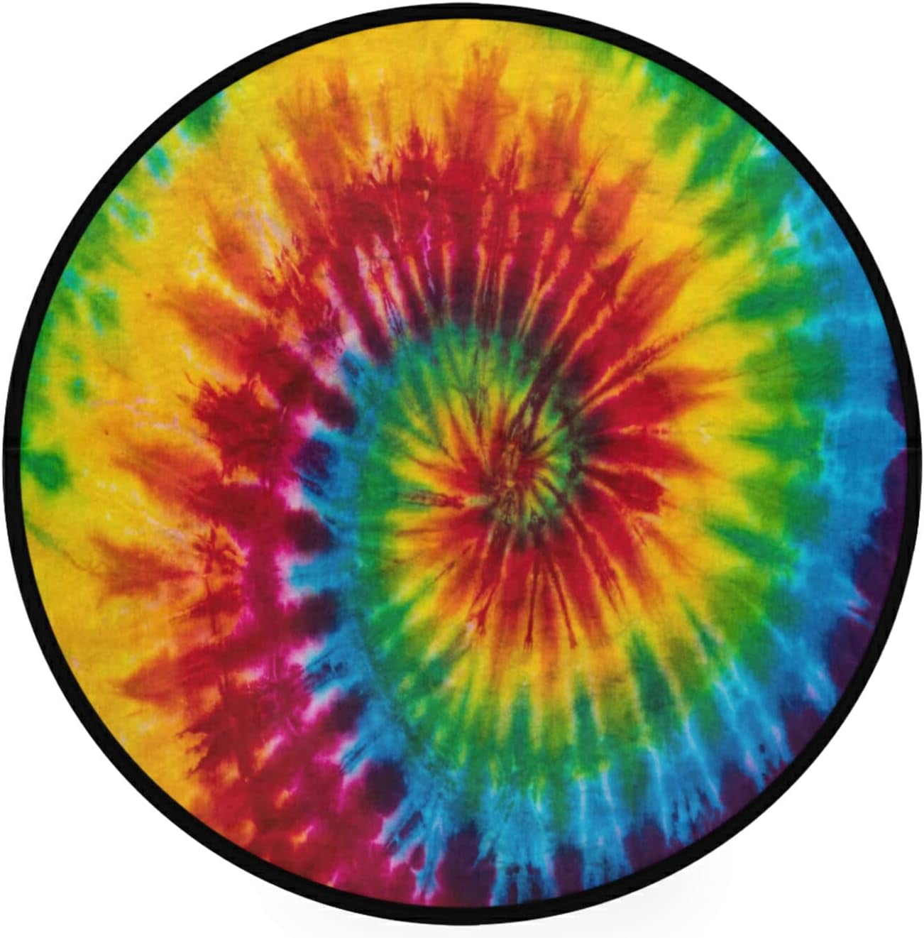 Blue Tie Dye Print Round Rug main image 1