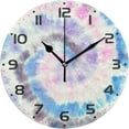 thumbnail image 1 of SKYSONIC Tie Dyed Light Pink Blue Wall Clock 10 Inch Silent Non Ticking Round Clock Oil Painting Clock Easy to Read Clock for Living Room Bedroom Bathroom Home Decor, 1 of 7