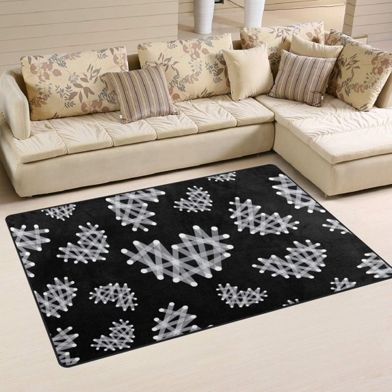 SKYSONIC Tiny White Hearts Abstract Repeating Area Rug Carpet Living Room Bedroom 24"x36"
