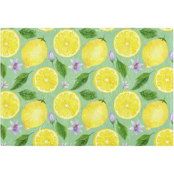 SKYSONIC Toilet Bathroom Rugs Sets 2 Piece, Lemon Tree Fruits Leaves Soft Absorbent Fluffy Toilet Mat Set Non-Slip Rubber Backing Bath Mats for Bathroom,16"x24"+20"x24"