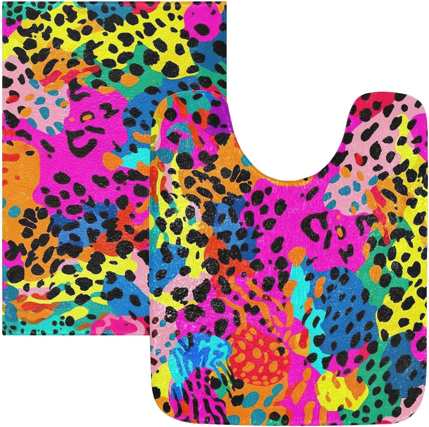 SKYSONIC Toiletry Mat 90s Style Camo Print, Fluffy Plush Absorbent Bath Rugs Carpet with Non ...