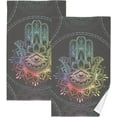 thumbnail image 1 of SKYSONIC Towels 2 Pack, Hamsa Hand Print for Bathroom Kitchen Travel 16×28 inch, Cotton Bath Towels Lightweight Quickdry for Bathroom Ktichen Travel SPA Gym, 1 of 7