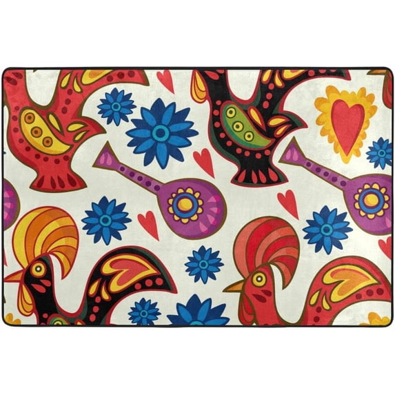 SKYSONIC Traditional Portuguese Rooster Lightweight Carpet Mats Area Soft Rugs Floor Mat Rug Decoration for Kids Room Living Room Bedroom 72 x 48 inches