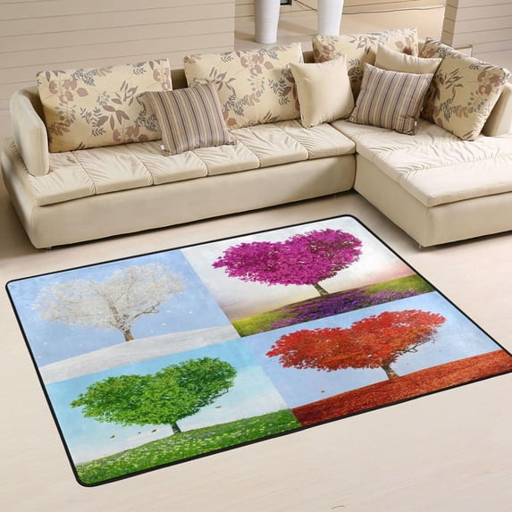 SKYSONIC Tree of Love in for Season Non-Slip Area Rug, Floor Carpet Comfort Floor Mats Decor for Indoor Front Porch Living Room Bedroom Kitchen, 36"x24"