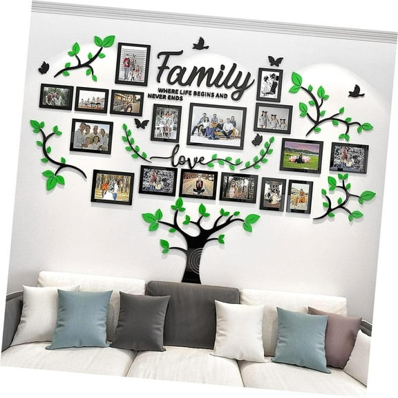 SKYSONIC Tree Wall Art - Photo Collage Frame for 4x6 5x7 8x10 11x14 Pictures, 3D DIY Acrylic Wall Decor - Picture Display