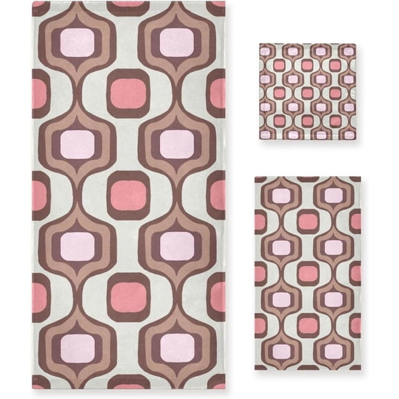 SKYSONIC Trendy Geometric Bath Towels Soft Absorbent Bath Towels Bath Towel Set of 3 for Home Hotel Bathroom Decor