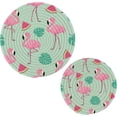 thumbnail image 1 of SKYSONIC Tropical Leaves Pot Holders Trivets, 2 Pcs Heat Resistant Trivets,Pink Flamingos Watermelon Cotton Thread Weave Mats for Hot Pads Pans Pot Bowl Teapot for Kitchen Decor, 1 of 7