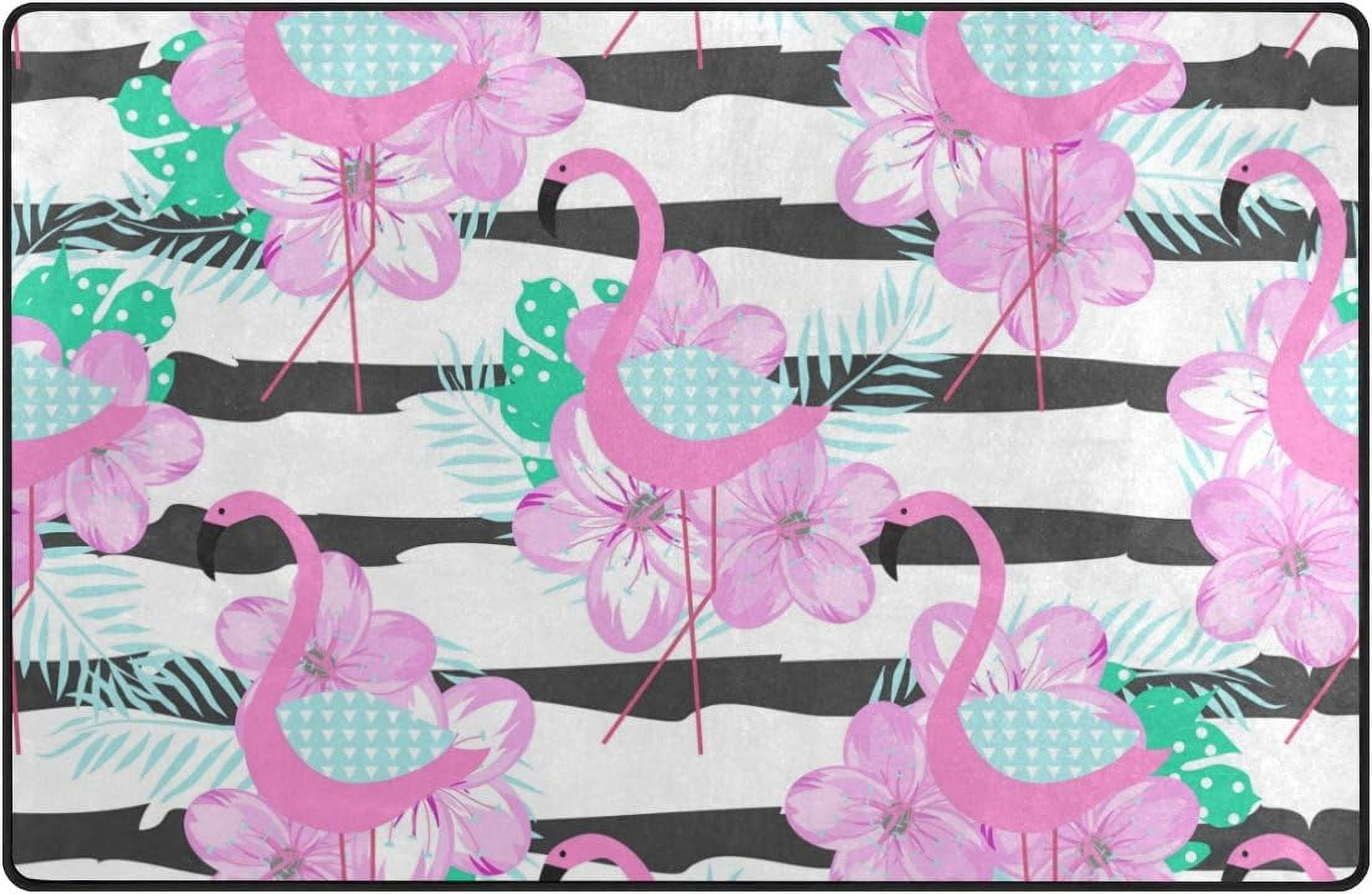 SKYSONIC Tropical Pink Flamingo Area Rug Pad - 31 x 20 inch - 100% ...