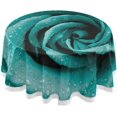 thumbnail image 1 of SKYSONIC Turquoise Rose Tablecloth Round Tablecloths Polyester Tablecover Cloths Washable Tabletop Runner Kitchen Party Picnic Dining Home Decor 60inch, 1 of 7