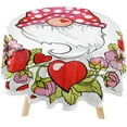 thumbnail image 1 of SKYSONIC Valentine Gnome Red Heart Round Tablecloth 60inch Indoor Wrinkle Free, Spring Floral Circular Lace Table Cover Washable for Kitchen Dining Decor, 1 of 7