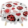 thumbnail image 1 of SKYSONIC Valentine Ladybugs Hearts Round Tablecloth 60inch with Lace Indoor Wrinkle Free, Spring Animala Cute Red Circular Table Cover Washable Farmhouse Tabletop for Kitchen Dining Decor, 1 of 7
