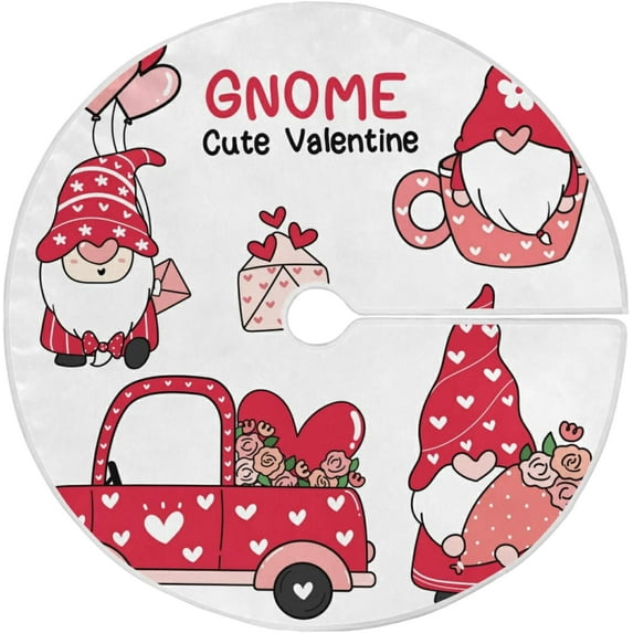 SKYSONIC Valentine's Day Christmas Tree Skirt 36",Valentine's Day Cute Gnome Suede Xmas Tree Skir Suitable for Indoor Outdoor Holiday Party Office Store Cupboard Decoration