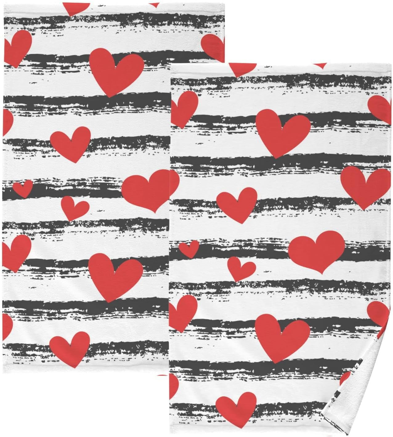 SKYSONIC Valentine's Day Cotton Hand Towels Set of 2 Bath Towel
