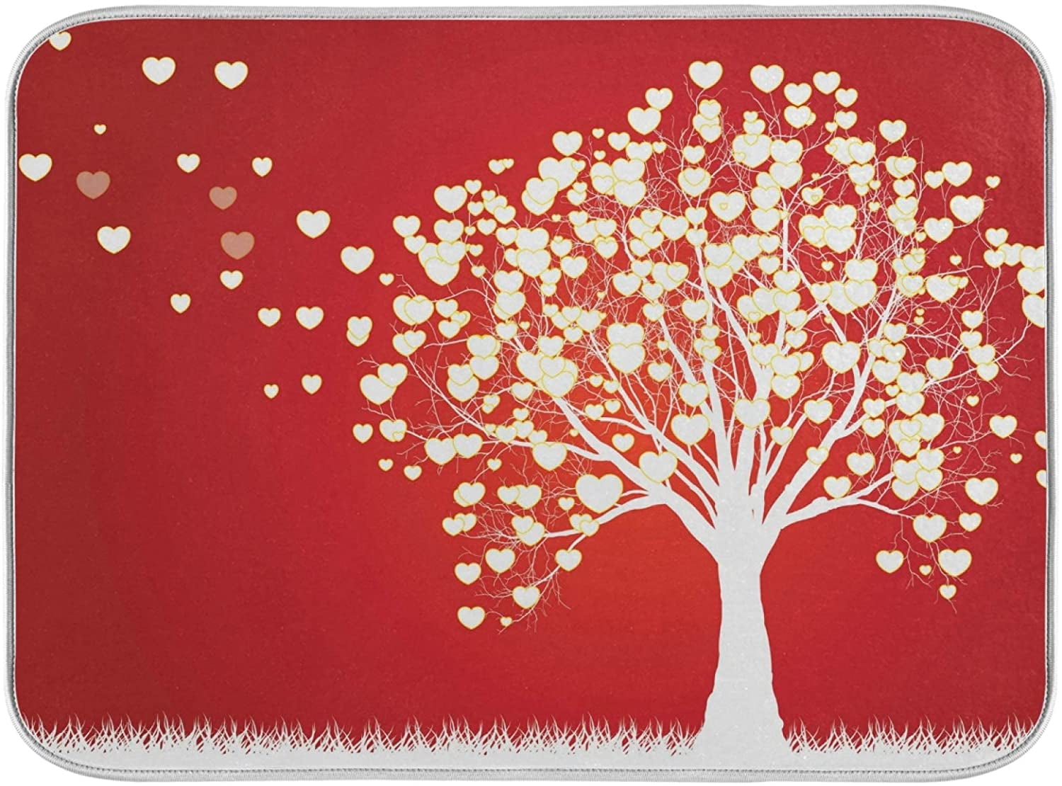 SKYSONIC Valentine's Day Dish Drying Mats for Kitchen 18x24 inch Love