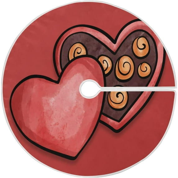 SKYSONIC Valentine's Day Love Christmas Tree Skirt Home Decoration Large Round Christmas Tree Skirt for Holiday Party Home Christmas Day Ornaments 35.4 Inch