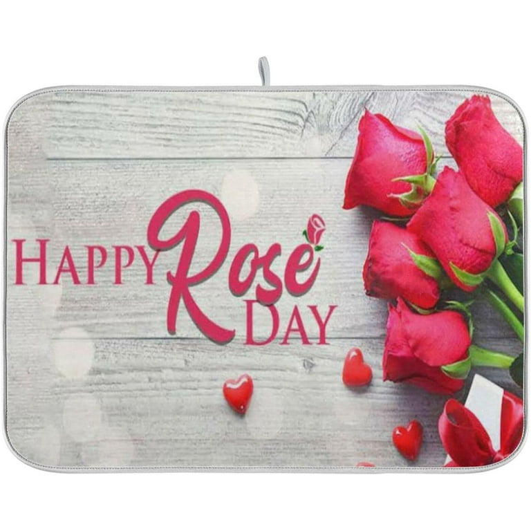 SKYSONIC Valentine s Day Love Heart Dish Drying Mat Microfiber Absorbent Drying Mats for Kitchen Counter Large Reversible Dishes Draining Pad 18x24 Inch Walmart
